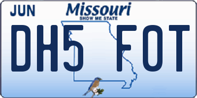 MO license plate DH5F0T