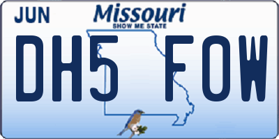 MO license plate DH5F0W
