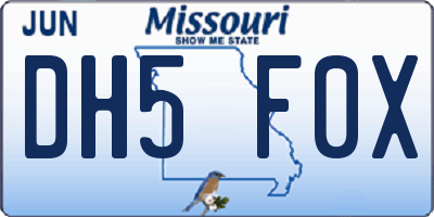MO license plate DH5F0X