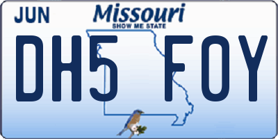 MO license plate DH5F0Y