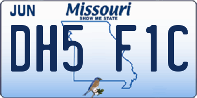 MO license plate DH5F1C
