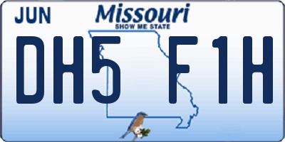 MO license plate DH5F1H
