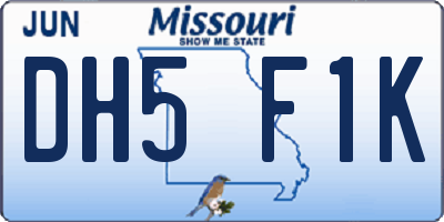 MO license plate DH5F1K