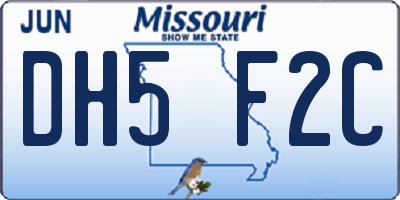 MO license plate DH5F2C