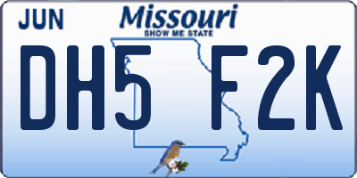 MO license plate DH5F2K