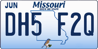 MO license plate DH5F2Q
