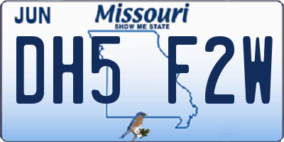 MO license plate DH5F2W
