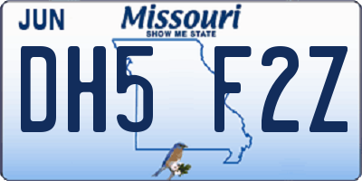 MO license plate DH5F2Z
