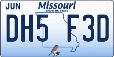 MO license plate DH5F3D
