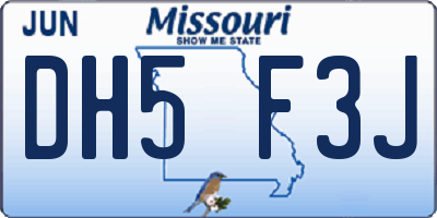MO license plate DH5F3J