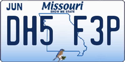 MO license plate DH5F3P
