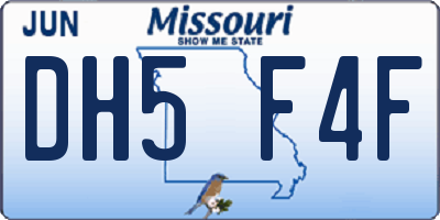 MO license plate DH5F4F