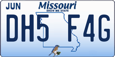 MO license plate DH5F4G