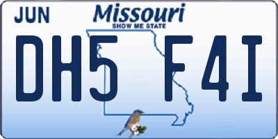 MO license plate DH5F4I