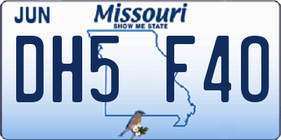 MO license plate DH5F4O