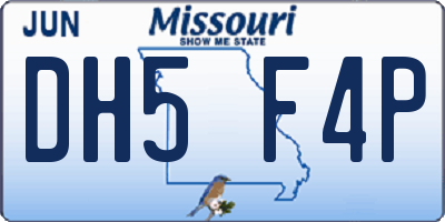 MO license plate DH5F4P