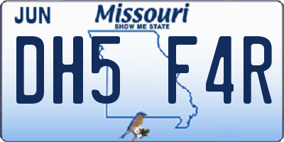 MO license plate DH5F4R