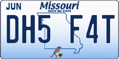 MO license plate DH5F4T