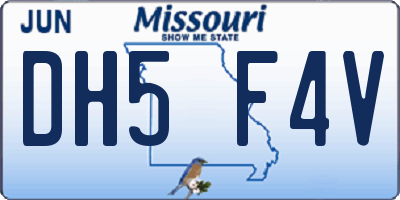 MO license plate DH5F4V
