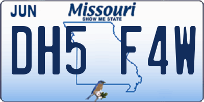 MO license plate DH5F4W