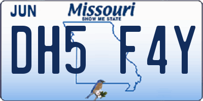 MO license plate DH5F4Y