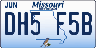 MO license plate DH5F5B