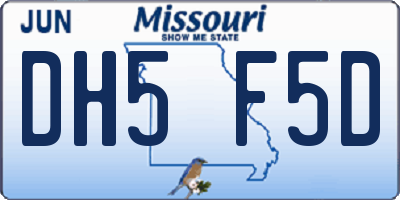 MO license plate DH5F5D