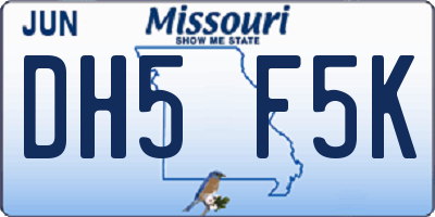 MO license plate DH5F5K