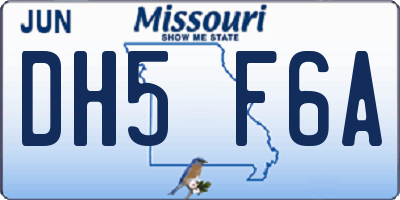 MO license plate DH5F6A