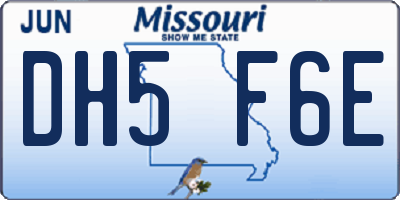 MO license plate DH5F6E