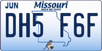 MO license plate DH5F6F