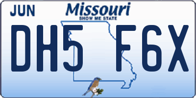 MO license plate DH5F6X