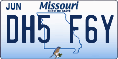 MO license plate DH5F6Y