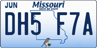 MO license plate DH5F7A
