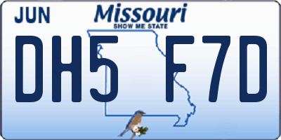 MO license plate DH5F7D