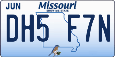 MO license plate DH5F7N