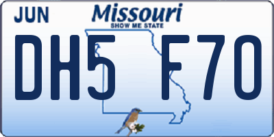 MO license plate DH5F7O