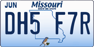 MO license plate DH5F7R