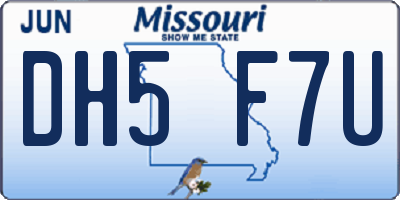 MO license plate DH5F7U