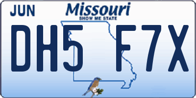 MO license plate DH5F7X
