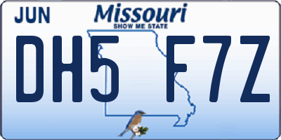MO license plate DH5F7Z