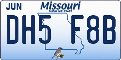 MO license plate DH5F8B