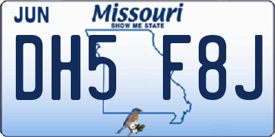 MO license plate DH5F8J