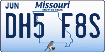 MO license plate DH5F8S