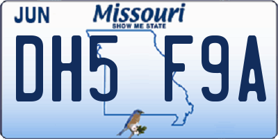 MO license plate DH5F9A