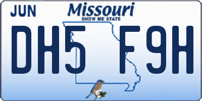 MO license plate DH5F9H