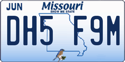 MO license plate DH5F9M