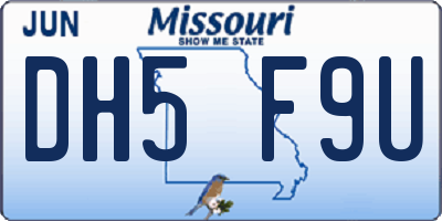 MO license plate DH5F9U