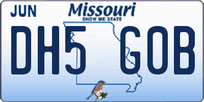 MO license plate DH5G0B
