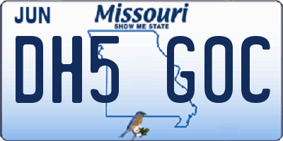 MO license plate DH5G0C